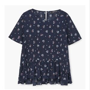 MANGO Dark Blue‎ Floral Blouse